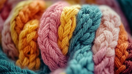Close-up of Multicolored Braided Yarn