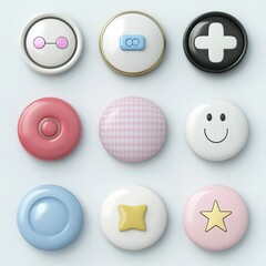 User interface buttons, GUI button UI elements isolated on white background