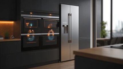 Modern Kitchen with Smart Appliances and Touch Controls