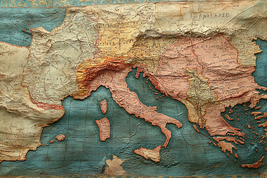 a vintage map of the Roman Empire with Latin names.