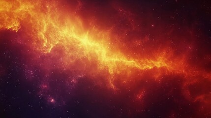Naklejka premium Cosmic Nebula with Vibrant Yellow and Orange Glowing Gas