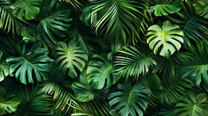 Lush Green Tropical Foliage Background
