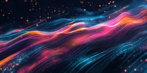Fototapeta premium Abstract digital wave patterns with vibrant neon colors and dynamic energy