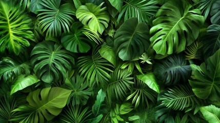 Lush Green Tropical Leaf Collage