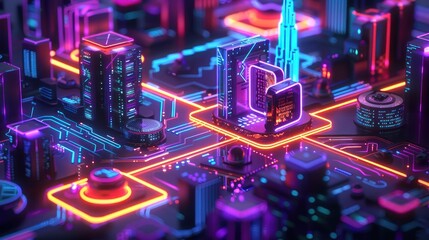 Obraz premium Neon Cityscape