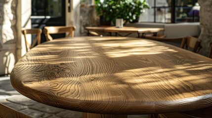 Fototapeta premium Wooden Table in Cafe