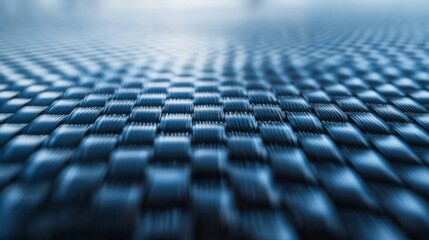 Obraz premium Close-up of a Blue Woven Fabric with a Checkered Pattern