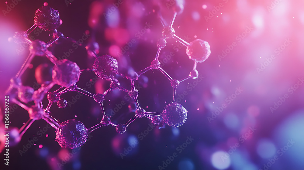 Poster background with abstract hexagons and molecules for medical, scientific, or technological design con