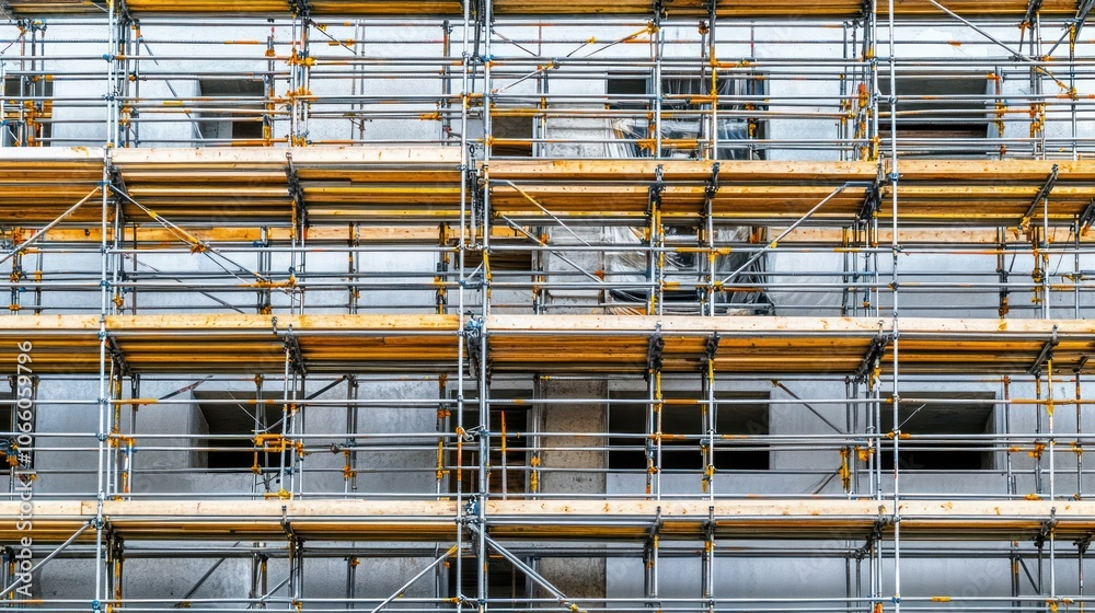 Aufkleber scaffolding on a building under construction