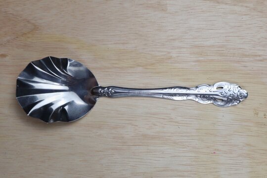 Close-up of a metal tablespoon