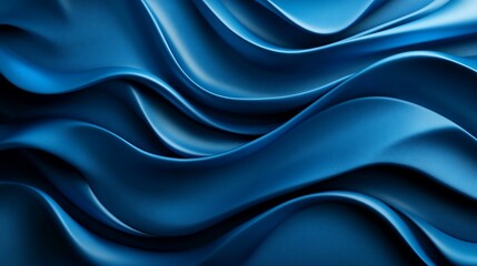 Fototapeta premium Abstract blue wavy background with smooth flowing curves and a 3D effect.