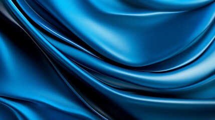 Obraz premium Abstract blue fabric with flowing waves, creating a smooth and elegant background.