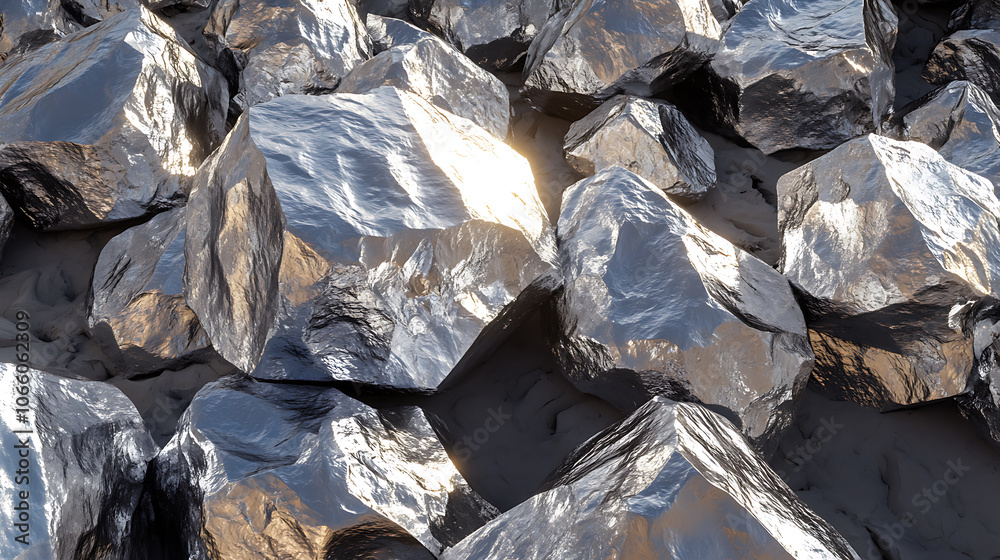 Poster lithium texture concept featuring raw metallic lithium ore with rugged, reflective surfaces