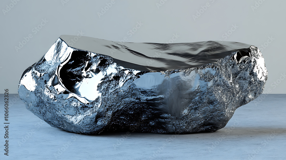 Poster lithium texture concept featuring raw metallic lithium ore with rugged, reflective surfaces