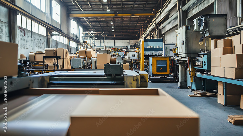 Aufkleber Large industrial machine producing paper and cardboard in factory setting