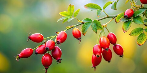 Dog rose branch with red rose hips hanging down, dog rose, branch, red, rose hips, plant, nature, hanging down, floral, thorn