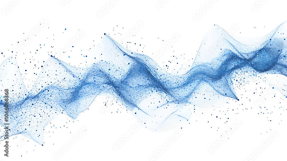 Poster Blue circuit lines on a white background depicting a technology and connection concept Generative AI