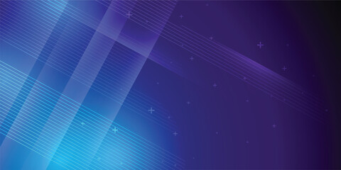 Obraz premium Blue and purple abstract background in vector illustration with glow and light effects, with parallel lines, bright geometric shape, design futuristic and elegant.