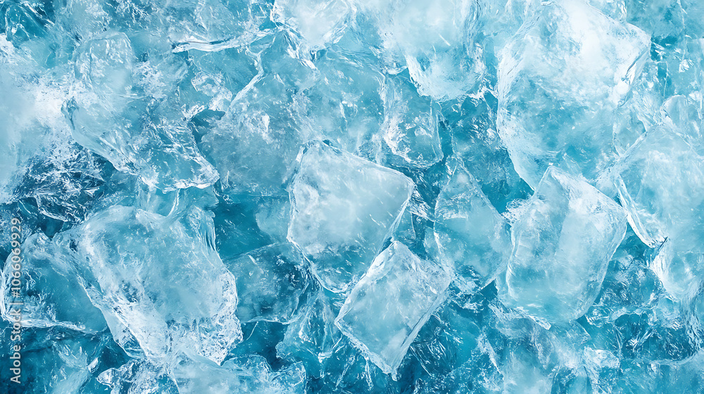 Poster Abstract blue ice texture background banner with copy space, light blue and white color gradient Generative AI