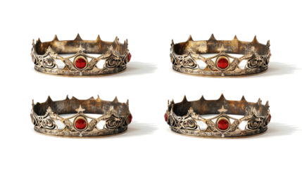 Red Diamond Royal Crowns on Transparent Background Generative AI