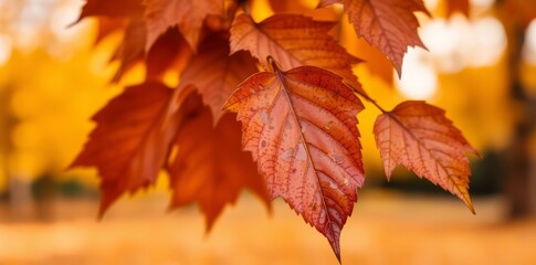 Fototapeta premium Vibrant Autumn Leaves: A Close-Up View of Nature's Palette