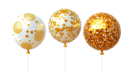 Colorful Birthday Balloons With Gold Accents Ready for Celebration Generative AI