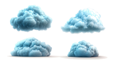 Set of Blue Clouds Isolated on a Transparent Background for Design Generative AI