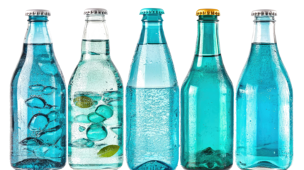 Different Bottled Waters on a Clear Background Generative AI