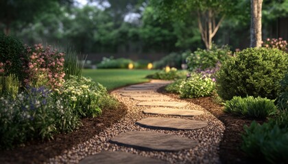 Fototapeta premium A Simple Home Garden Pathway 4. Generative AI