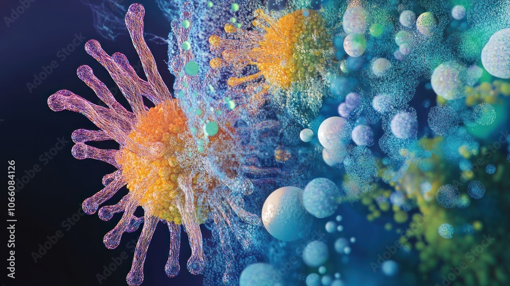 Poster Microscopic Visualization of a Virus with Surrounding Particles