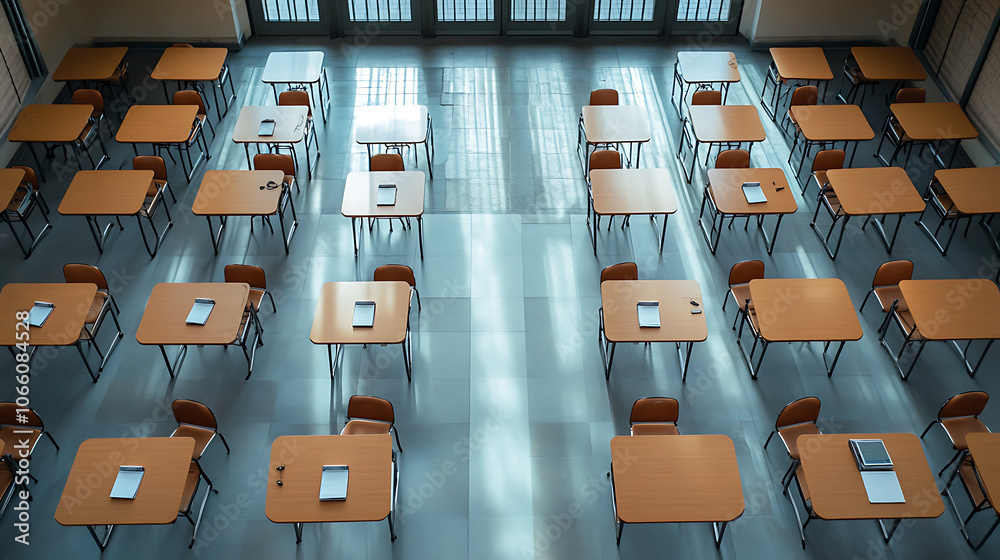 Leinwandbilder top view of a secure online exam configuration with proctoring system for distance education and aca