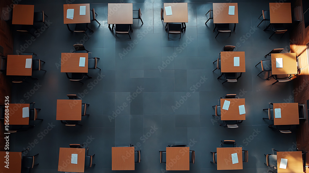 Leinwandbilder top view of a secure online exam configuration with proctoring system for distance education and aca