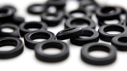 Selective focus rubber O-rings for sealing against a white background