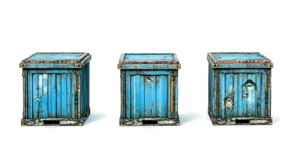 Rusty Cargo Containers Set Isolated on a White Background Generative AI