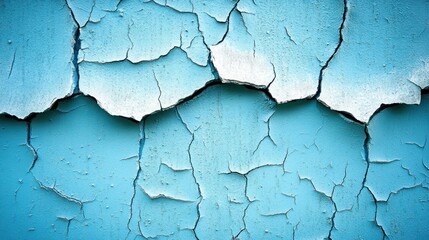 Obraz premium Close-up of cracked blue paint on a wall.