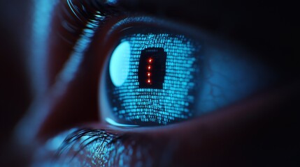 Robotic Eye Scanning Holographic Data in Close-Up