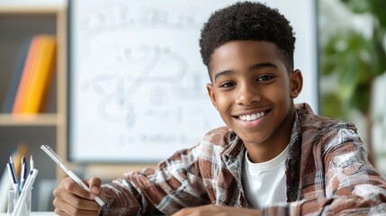 Student Engaged in Online Math Class Learning