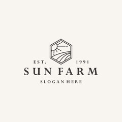 Fototapeta premium Sun farm logo vector hipster vintage icon illustration