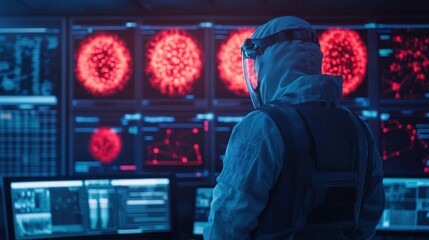 Scientist in Lab Examining Holographic Displays