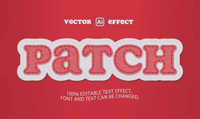 fabric patch text effect. 100% editable vector.