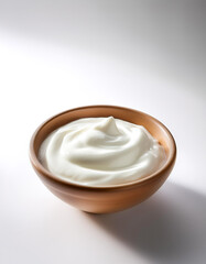 bowl of sour cream or yogurt isolated on white