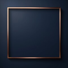 Minimalist copper frame, single curved line, dark blue textured background, 