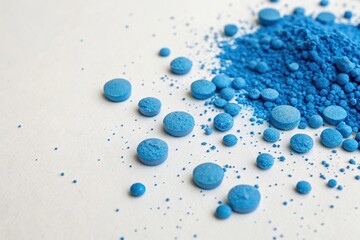 A cluster of bright blue dots scattered on a white background, blue dots, geometry, pattern, vibrant, art