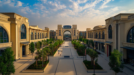 View of Place Vendome Mall in Lusail City, Qatar, featuring an open-concept layout influenced by classic French architectural design