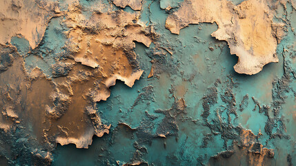 Fototapeta premium Brushed surface of brass, old plate of copper texture, abstract metallic aging industrial metals