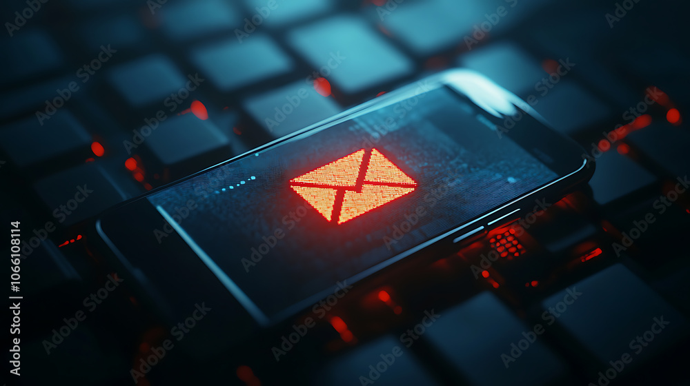 Poster concept of sms spam and phishing through fake text messages, highlighting the dangers of scammers, a