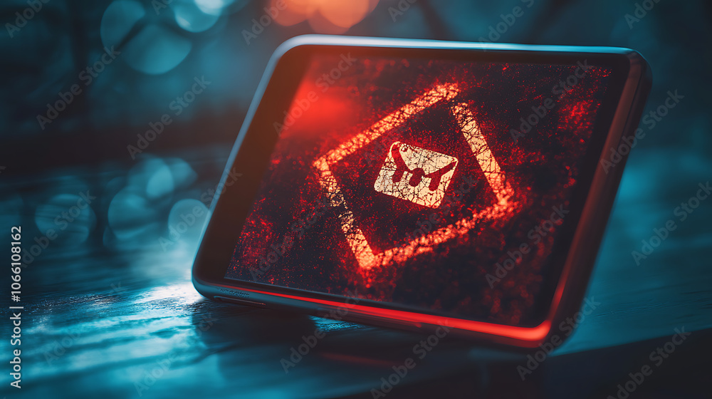 Poster concept of sms spam and phishing through fake text messages, highlighting the dangers of scammers, a