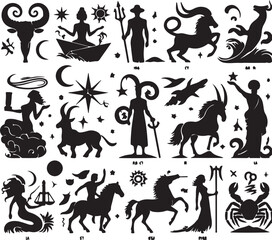 Fototapeta premium zodiac silhouette vector art illustration