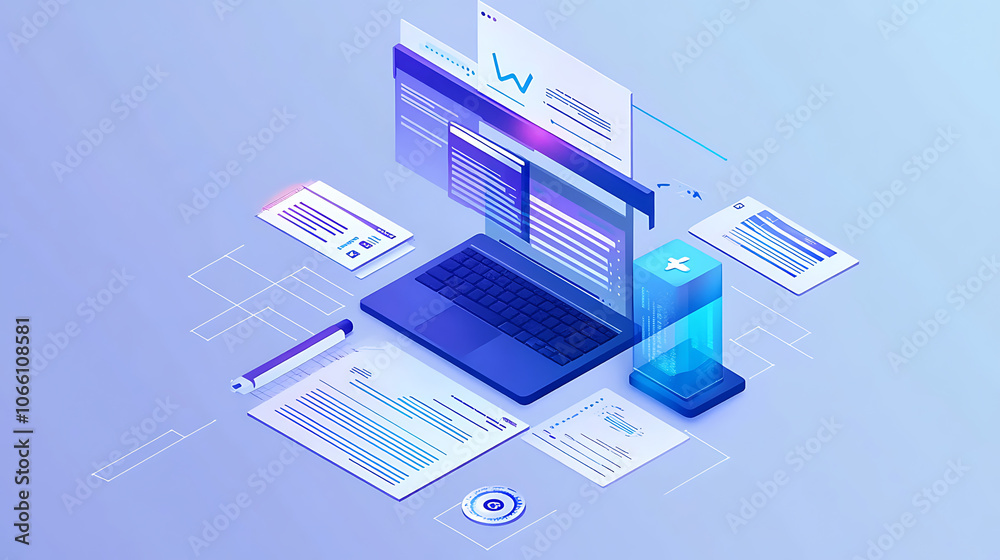 Poster A software platform for digital invoices and online statements, streamlining electronic financial documentation