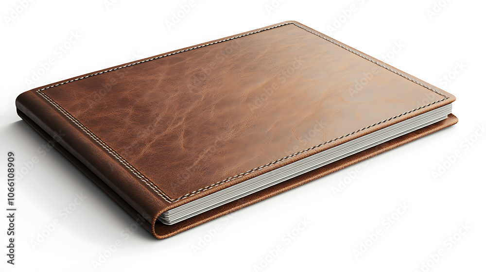 Poster a mockup of a brown leather bill folder, isolated against a white background, designed for restauran